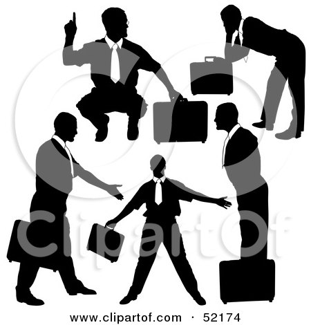 Royalty-Free (RF) Clipart Illustration of a Digital Collage Of Businessman Silhouettes - Version 12 by dero