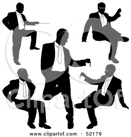 Royalty-Free (RF) Clipart Illustration of a Digital Collage Of Businessman Silhouettes - Version 22 by dero