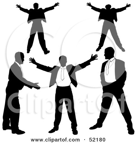 Royalty-Free (RF) Clipart Illustration of a Digital Collage Of Businessman Silhouettes - Version 18 by dero