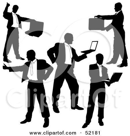 Royalty-Free (RF) Clipart Illustration of a Digital Collage Of Businessman Silhouettes - Version 20 by dero