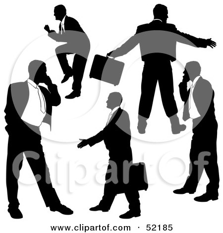 Royalty-Free (RF) Clipart Illustration of a Digital Collage Of Businessman Silhouettes - Version 19 by dero