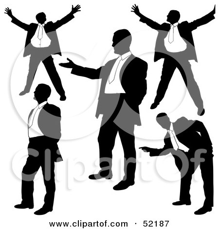 Royalty-Free (RF) Clipart Illustration of a Digital Collage Of Businessman Silhouettes - Version 1 by dero