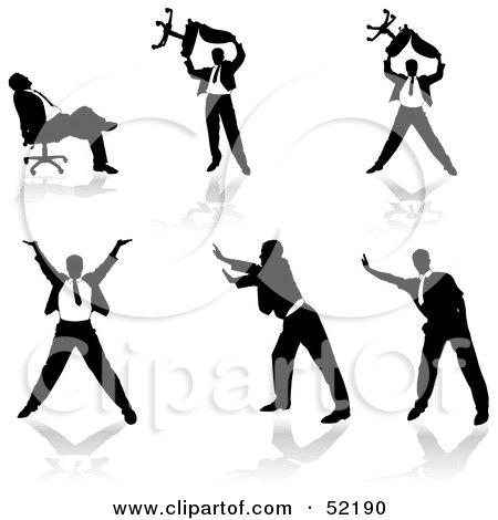 Royalty-Free (RF) Clipart Illustration of a Digital Collage Of Businessman Silhouettes - Version 32 by dero