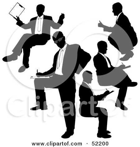 Royalty-Free (RF) Clipart Illustration of a Digital Collage Of Businessman Silhouettes - Version 21 by dero