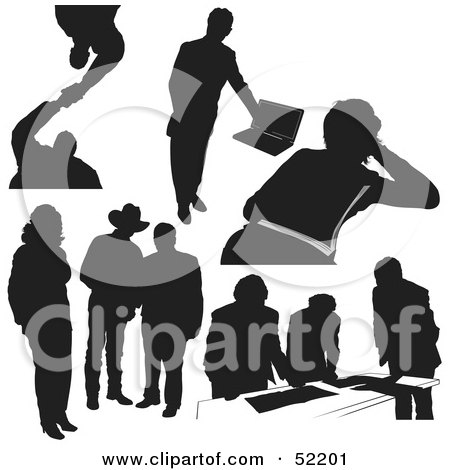 Royalty-Free (RF) Clipart Illustration of a Digital Collage Of Businessman Silhouettes - Version 11 by dero