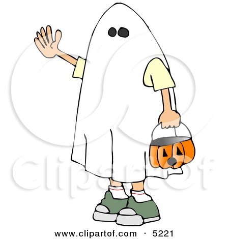 Boy Wearing Halloween Ghost Costume Clipart by djart
