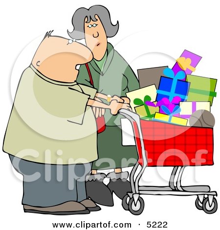 Husband and Wife Shopping Together for Christmas Presents at a Toy Store Clipart by djart