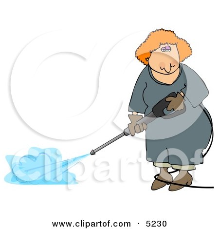 Woman Using a Pressure Washer Clipart by djart