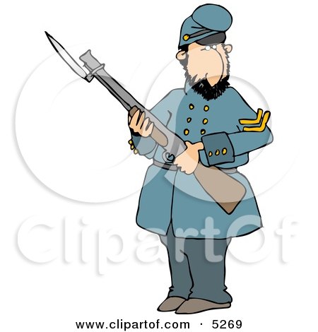Old Union Soldier Man Armed with a Rifle and Bayonet Clipart Illustration by djart