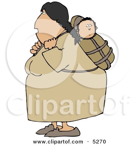North American Indian Woman Carrying Papoose Clipart Illustration by djart