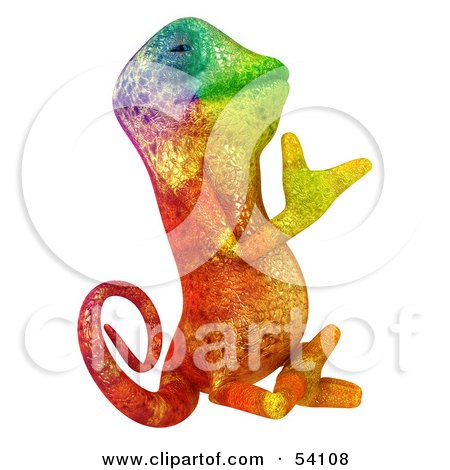 Royalty-Free (RF) Clipart Illustration of a 3d Rainbow Chameleon Lizard Character Meditating - Pose 2 by Julos