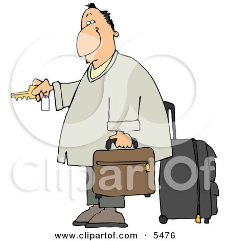 Weary Traveler Businessman Checking Into a Hotel Clipart Illustration by djart