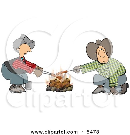 Gay Cowboys Cooking Hot Dogs Over a Campfire - Weeny Roast Posters, Art Prints