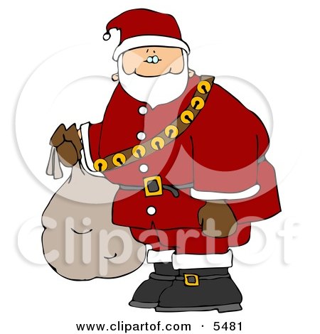 Santa Carrying Bag of Toys Clipart Illustration by djart