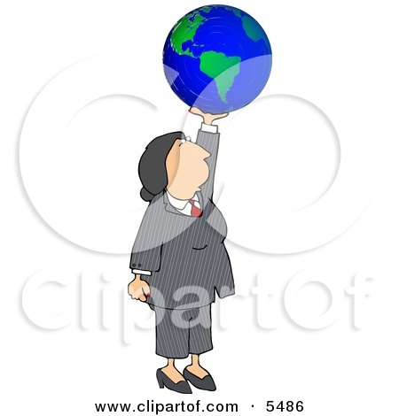 Successful Businesswoman Holding the World In Her Hand Clipart Illustration by djart