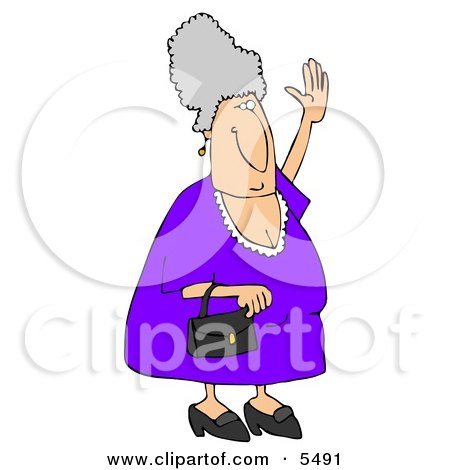 Elderly Woman Trying to Wave Down a Taxi Clipart Illustration by djart