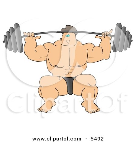 Strong Bodybuilder Lifting Heavy Weights Clipart Illustration by djart