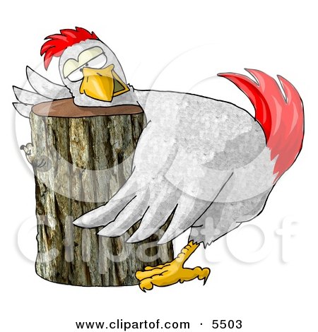 Funny Chicken On a Chopping Block Clipart Illustration by djart