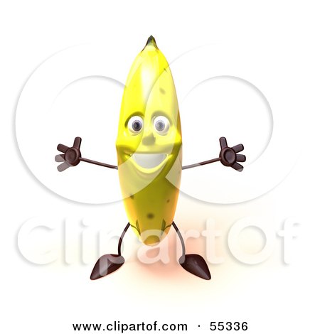 Royalty-Free (RF) Clipart Illustration of a 3d Bruised Banana Character Holding His Arms Open - Version 1 by Julos