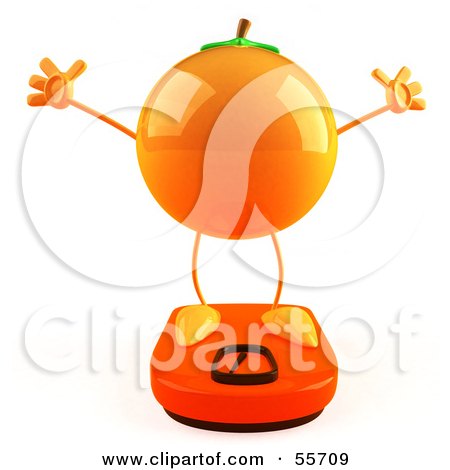 Royalty-Free (RF) Clipart Illustration of a 3d Naval Orange Character Standing On A Scale - Version 4 by Julos
