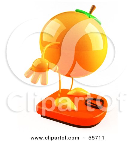 Royalty-Free (RF) Clipart Illustration of a 3d Naval Orange Character Standing On A Scale - Version 2 by Julos