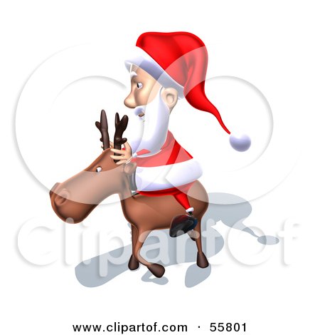 Royalty-Free (RF) Clipart Illustration of a 3d Santa Character Riding A