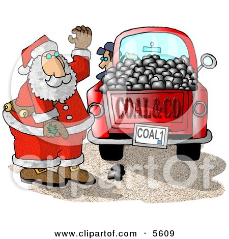 Santa Claus With a Truck of Coal Ready for Delivery to Bad Boys and Girls on Christmas Clipart Illustration by djart