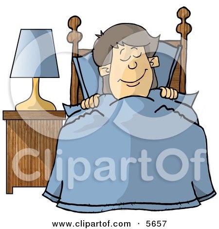 Happy Boy Sleeping In His Bedroom Clipart Illustration by djart