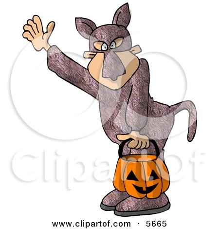 Boy Wearing a Bunny Suit While Trick-or-treating Clipart Illustration by djart