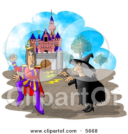Wicked Witch Casting a Spell On a King Clipart Illustration by djart