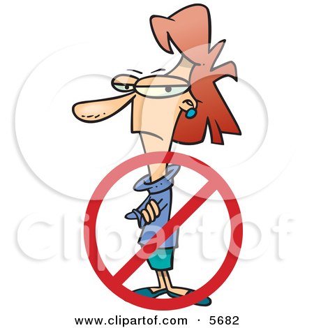 Woman With a Rejection Symbol, Laid Off, Inequality Clipart Illustration by toonaday