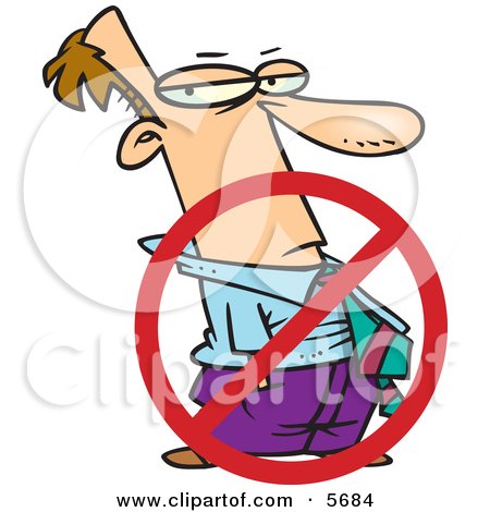 Man With a Rejection Symbol Meaning Job Loss or Inequality Clipart Illustration by toonaday