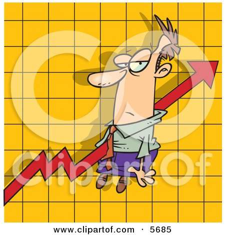 Increase Arrow on a Graph Chart, Going Right Through a Man Clipart Illustration by toonaday