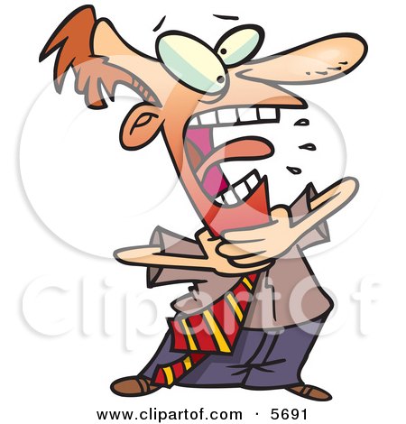 Red Faced Business Man Grabbing His Neck While Choking Clipart Illustration by toonaday