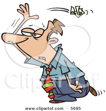 Royalty-free Clipart Illustration of an Upset Employee Tossing Crumpled Paper Over His Shoulder by toonaday