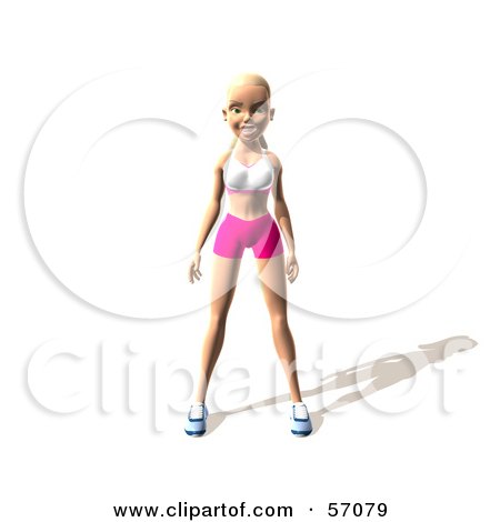 Royalty-Free (RF) Clipart Illustration of a 3d Blond Fitness Woman Character Standing And Facing Front - Version 1 by Julos