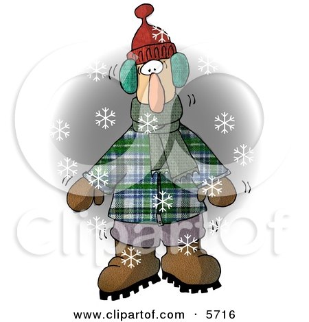 Cold Man Standing Outside While It's Snowing Clipart Illustration by djart