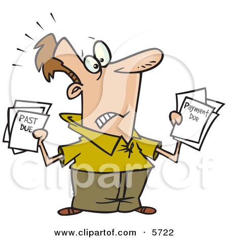 Man With Bills and Past Due Notices Clipart Illustration by toonaday