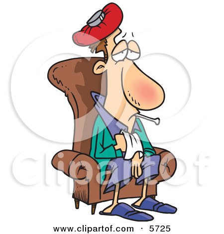 Sick Man Sitting in a Chair Clipart Illustration by toonaday