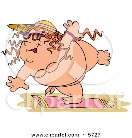 Overweight Woman Wearing a Bikini on a Beach Clipart Illustration by toonaday