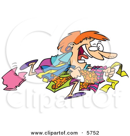 Woman Running to Get the Best Bargains While Christmas Shopping Clipart Illustration by toonaday