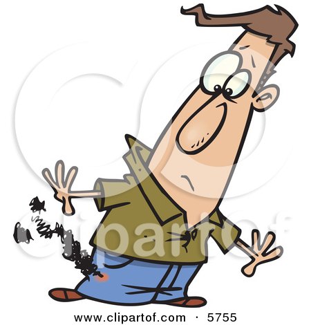 Man's Pants Burning From a Cigarette Clipart Illustration by toonaday