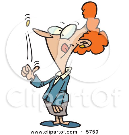 Woman Flipping a Coin Into the Air Clipart Illustration by toonaday