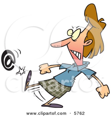Angry Woman Kicking an At Symbol Clipart Illustration by toonaday