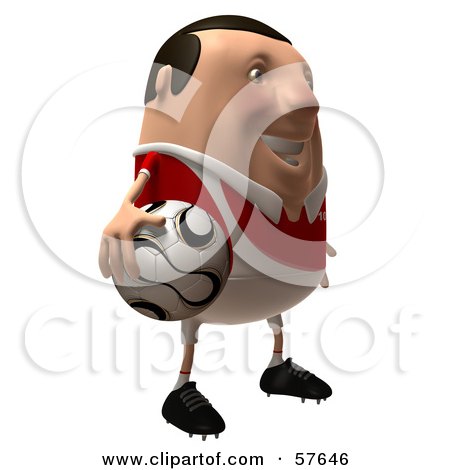 Royalty-Free (RF) Clipart Illustration of a 3d Chubby Soccer Steve Character Holding A Ball - Version 2 by Julos