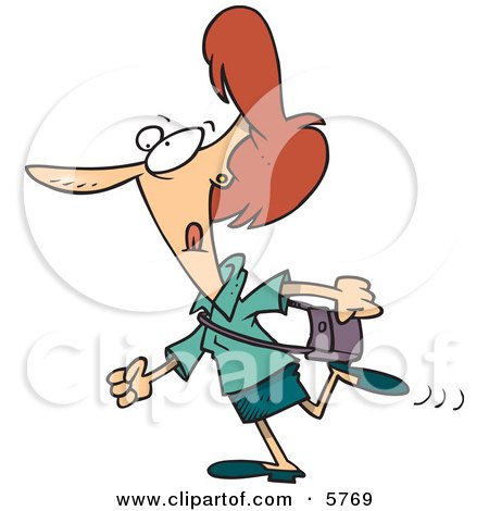 Woman in a Hurry on Her Way Somewhere Clipart Illustration by toonaday
