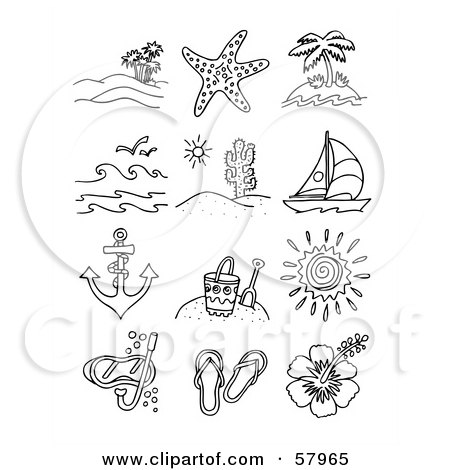 Royalty-Free (RF) Clipart Illustration of a Digital Collage Of Travel And Beach Scenes And Items by NL shop