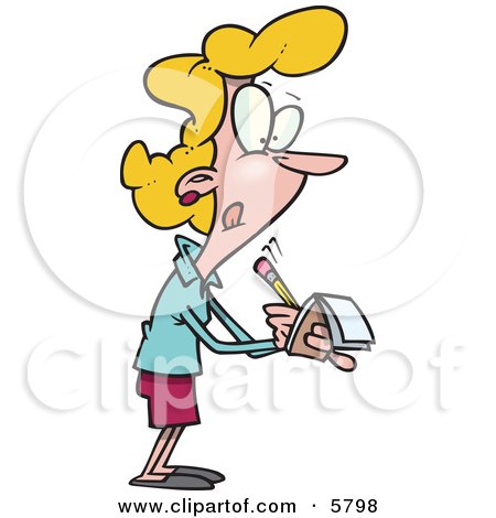Blond Woman Taking Notes Clipart Illustration by toonaday