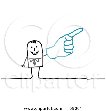 Royalty-Free (RF) Clipart Illustration of a Stick People Character Wearing A Giant Glove And Pointing Right by NL shop