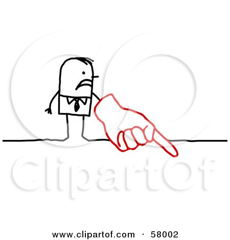 Royalty-Free (RF) Clipart Illustration of a Stick People Character Wearing A Giant Glove And Pointing Down by NL shop
